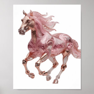Verse glanzend ROZE GOUD ROZE GLITTER PAARD Poster