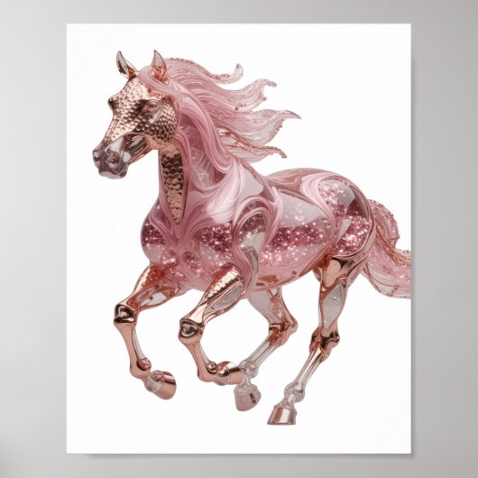 Verse glanzend ROZE GOUD ROZE GLITTER PAARD Poster (Voorkant)