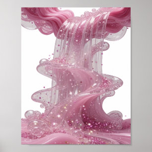 Verse Glanzende ROZE GLITTER WATERVAL Draagbare Ku Poster