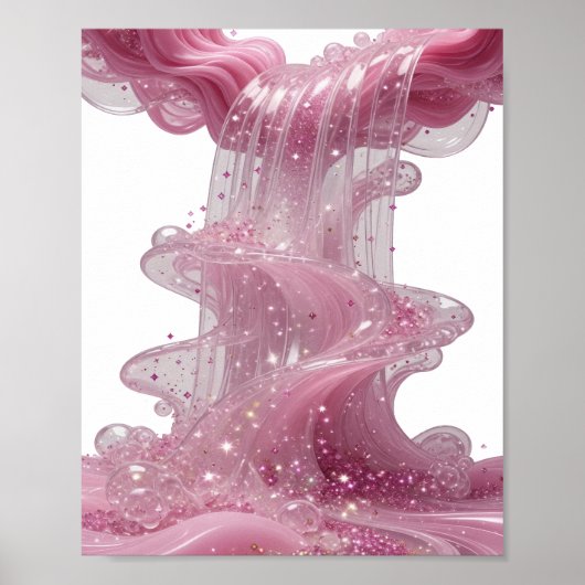 Verse Glanzende ROZE GLITTER WATERVAL Draagbare Ku Poster (Voorkant)