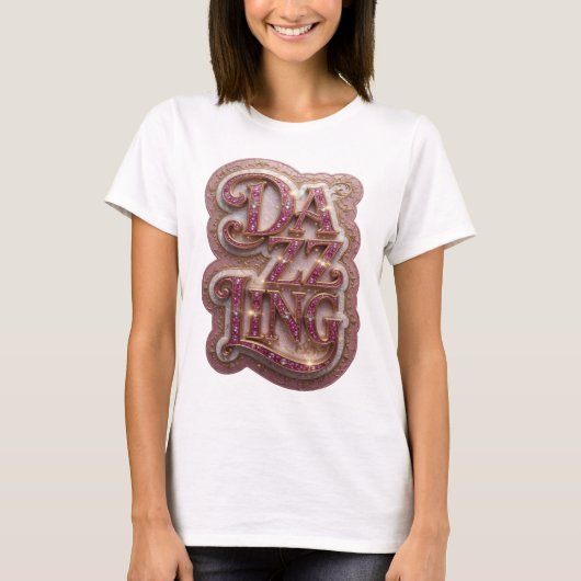 Verse Goud DAZZLING Slogan Ontwerp T-shirt (Voorkant)