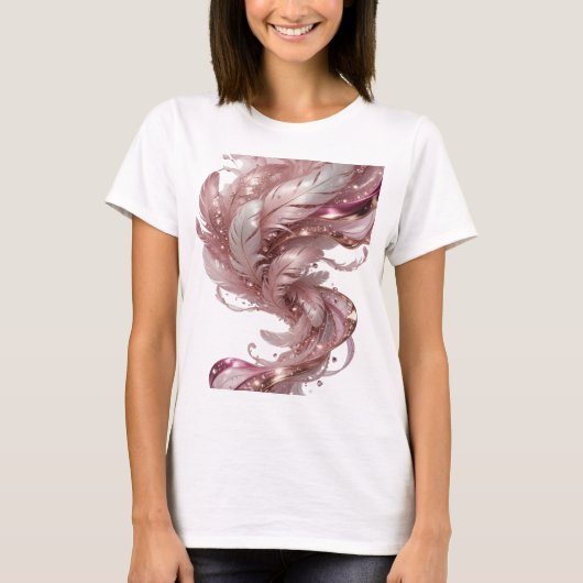 Verse Goud FANTASY FEATHERS Tekst Ontwerp T-shirt (Voorkant)