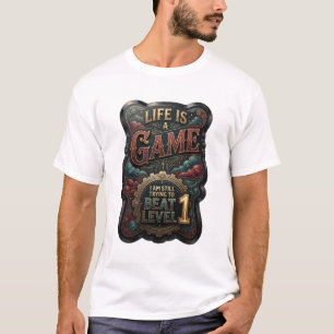 Verse Goud LIFE IS A GAME 3D Tekst Kunst T-shirt