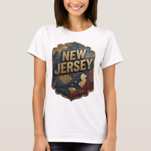 Verse Goud NEW JERSEY 3D-tekstkunst T-shirt