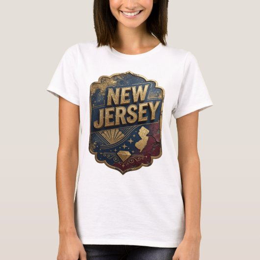 Verse Goud NEW JERSEY 3D-tekstkunst T-shirt (Voorkant)