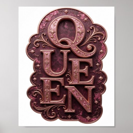 Verse Goud QUEEN Tekst Design Poster (Voorkant)