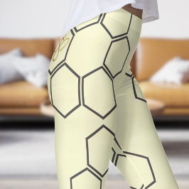 Verse Gouden Gele Honing Hive Patroon Leggings