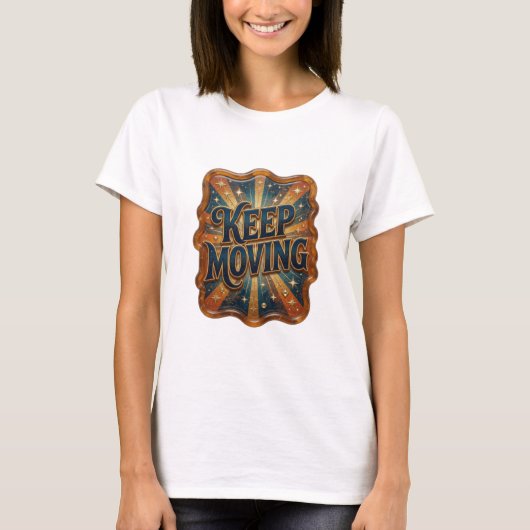 Verse Gouden KEEP MOVING Grafische T-shirt (Voorkant)