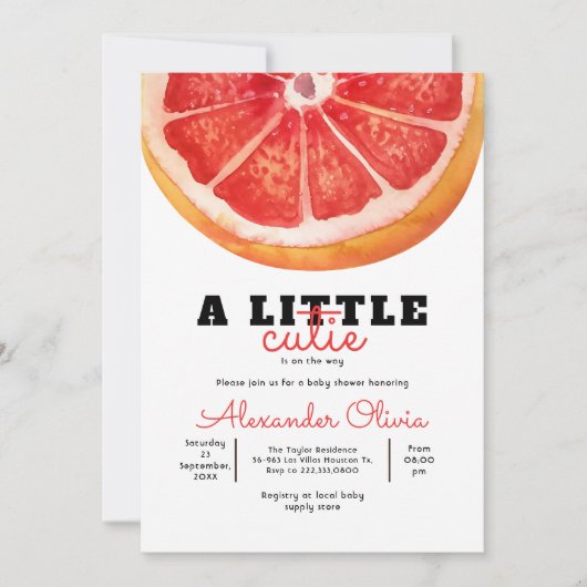 Verse grapefruit Waterverf Citrus Baby shower Kaart (Voorkant)