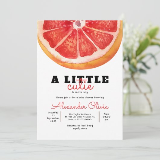 Verse grapefruit Waterverf Citrus Baby shower Kaart (Staand voorkant)