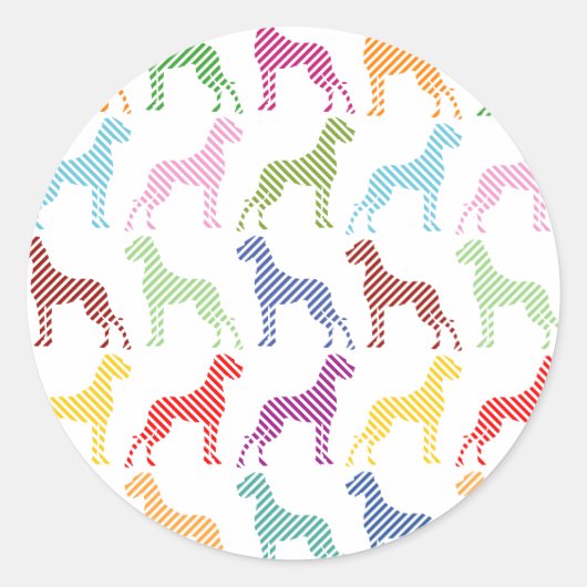 Verse Great Dane Patroon Ronde Sticker (Voorkant)