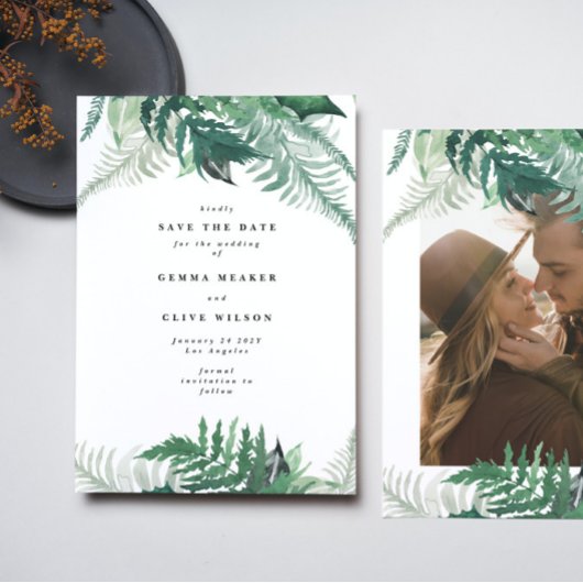 Verse Greenery Modern Waterverf Save the Date