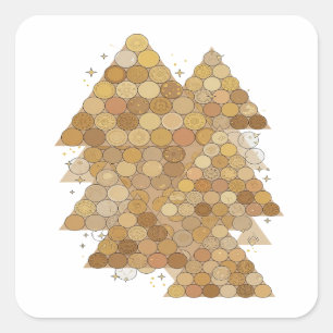 Verse Grijze GOLDEN TREES Decal Kunst Vierkante Sticker