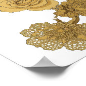 Verse Grijze GOUDEN ROZEN 3D Tekstkunst Poster (Hoek)