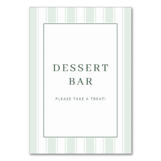 Verse Groen Minimalistisch Dessertbar Bord Kaart (Voorkant)