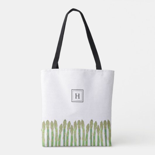 Verse groene Asparagus-monogram Tote Bag (Achterkant)
