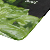 Verse groene Basil op zwart glas Snijplank (Hoek)