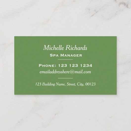 Verse groene bladeren Sparkle Spa & Beauty Visitekaartje (Achterkant)