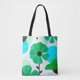 Verse groene bloemige moderne boodschappentas tote bag