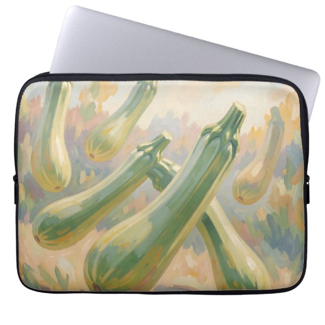 Verse Groene Courgette Impressionistische Schilder Laptop Sleeve (Voorkant)