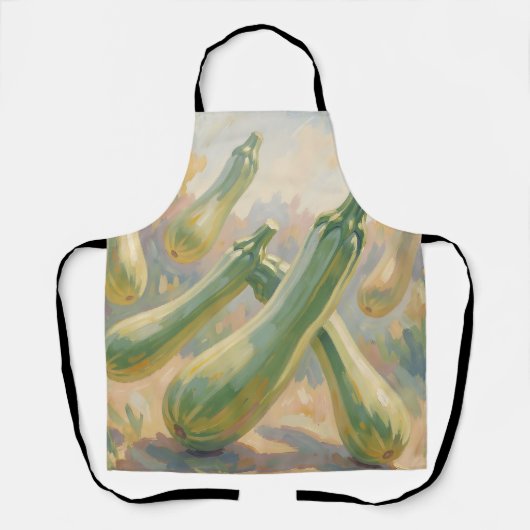 Verse Groene Courgette Impressionistische Schilder Schort (Voorkant)