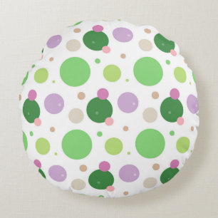 Verse groene en paarse polka stippenpatroon rond kussen