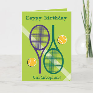 Verse groene en paarse tennisracket Birthday Kaart