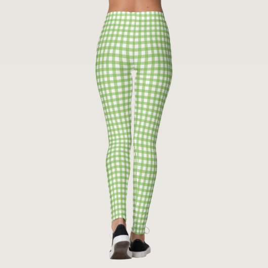 Verse groene en witte Gingham Checkpattern Leggings (Achterkant)