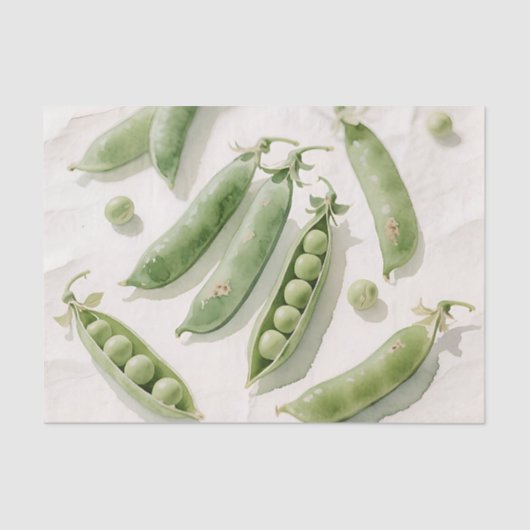 Verse Groene Erwten Aquarel Tissuepapier (Voorkant)
