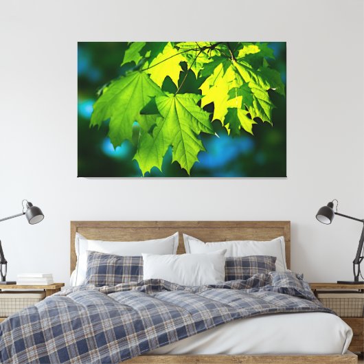 Verse groene esdoorbladeren canvas afdruk (Insitu (Slaapkamer))