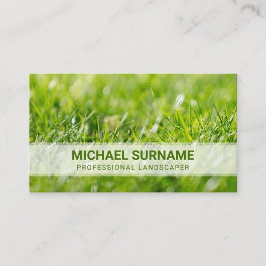 Verse groene gazon maaien service tuinarchitect fo visitekaartje (Voorkant)