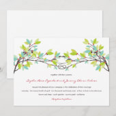 Verse groene geknoopte liefdesbomen lente bruiloft kaart (Voorkant / Achterkant)