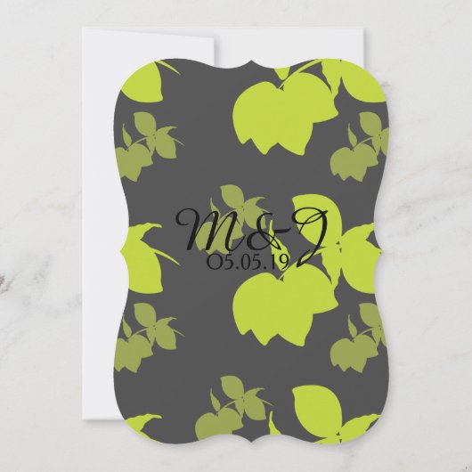 Verse groene gele Lemon Silo Pattern Gray Weddensc Kaart (Achterkant)