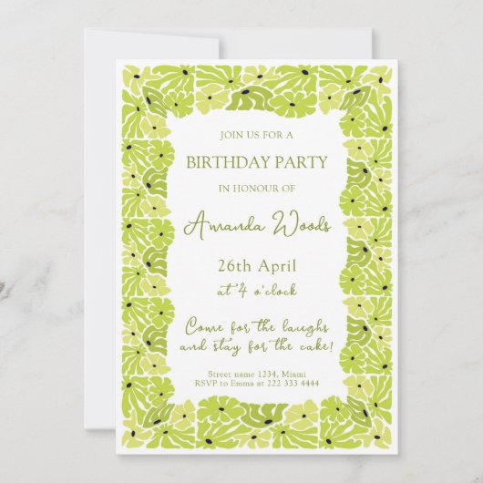 Verse groene grens verjaardagsfeest kaart (Voorkant)