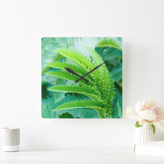Verse groene lente bladeren Wall Clock Vierkante Klok (Huis)