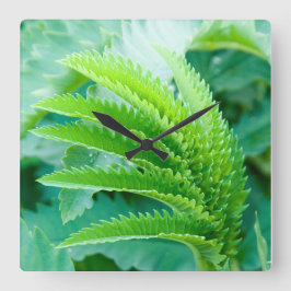 Verse groene lente bladeren Wall Clock Vierkante Klok