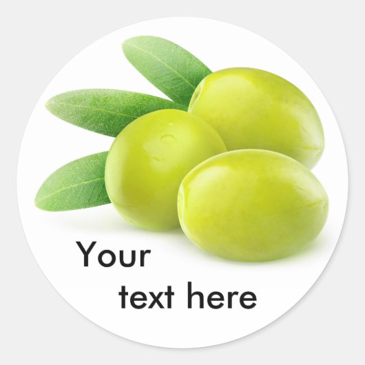 Verse groene olijven ronde sticker (Voorkant)