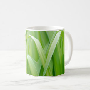 Verse groene plantenbladeren koffiemok