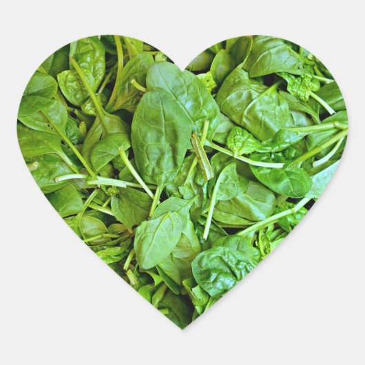 Verse groene spinazie salade patroon hart sticker (Voorkant)