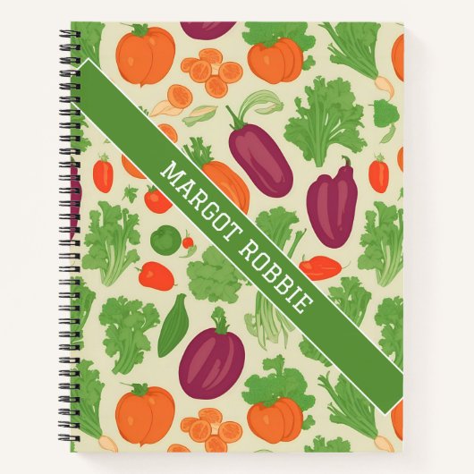 Verse groenten bloemig kleurrijk patroon notitieboek (Voorkant)