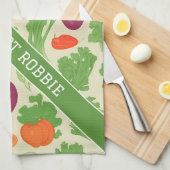 Verse groenten bloemig kleurrijk patroon theedoek (Quarter Fold)