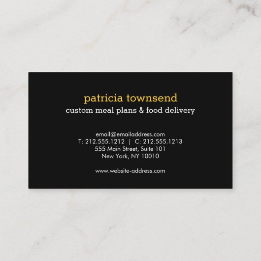 Verse groenten Catering of Chef II Visitekaartje (Achterkant)