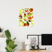 Verse groenten en fruit, gemengd met gesloten deur poster (Thuiskantoor)