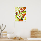 Verse groenten en fruit, gemengd met gesloten deur poster (Keuken)