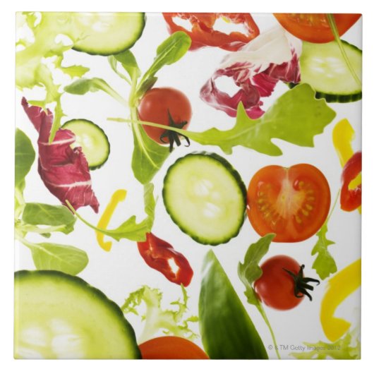 Verse groenten en fruit, gemengd met gesloten deur tegeltje (Voorkant)