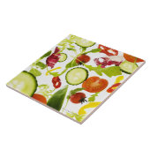 Verse groenten en fruit, gemengd met gesloten deur tegeltje (Zijkant)