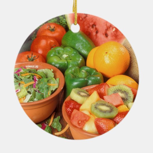 Verse groenten en fruit keramisch ornament (Achterkant)