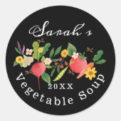 Verse groenten en fruit, medaille en botervliegen ronde sticker (Voorkant)