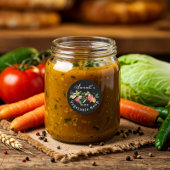 Verse groenten en fruit, medaille en botervliegen ronde sticker