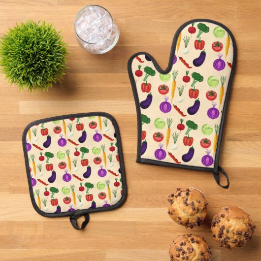 Verse Groenten Ovenwant & Pannenlap Set (Top down)